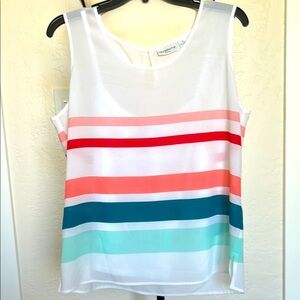 Liz Claiborne Women's Striped Sleeveless Top - Multicolor - Size PL